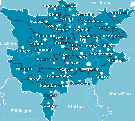 Karte Kreis Ludwigsburg