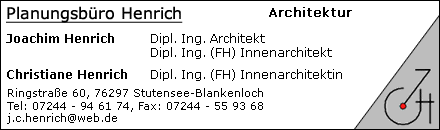 Planungsbüro Architekt Henrich Stutensee-Blankenloch
