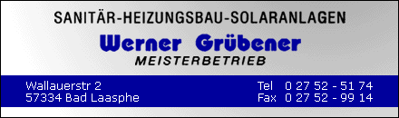 Sanitär - & Heizungsbau Bad Laasphe Werner Grübener
