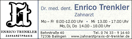 Dr. med. dent. Enrico Trenkler Zahnarzt Balingen