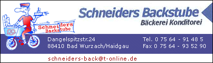 Bäckerei Konditorei Schneiders Backstube Wurzach