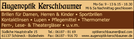 Augenoptik Kerschbaumer Schöneck - Büdesheim