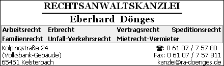 Rechtsanwaltskanzlei Dönges