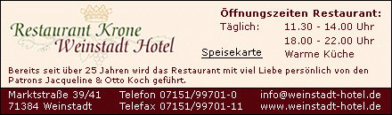 Restaurant Weinstadt Hotel