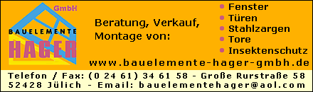 Bauelemente Hager GmbH - J&uuml;lich