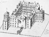 Das Foto basiert auf dem Bild "Schloss Ottweiler, Zchn. v. Heinrich Hoer, 17. Jh." aus der freien Enzyklopädie Wikipedia. Diese Bild- oder Mediendatei ist gemeinfrei, weil ihre urheberrechtliche Schutzfrist abgelaufen ist. Der Urheber des Bildes ist Heinrich Hoer.