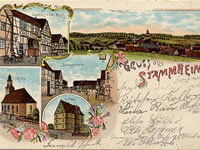 Das Foto basiert auf dem Bild "Florstadt-Stammheim um 1910" aus dem zentralen Medienarchiv Wikimedia Commons. Diese Bilddatei ist gemeinfrei, weil ihre urheberrechtliche Schutzfrist abgelaufen ist. Der Urheber des Bildes ist Enslin.