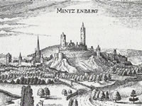 Das Foto basiert auf dem Bild "Burg Münzenberg in einem Kupferstich von Matthäus Merian"aus dem zentralen Medienarchiv Wikimedia Commons. Diese Bilddatei ist gemeinfrei, weil ihre urheberrechtliche Schutzfrist abgelaufen ist. Der Urheber des Bildes ist Matthäus Merian.