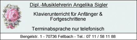 Musikunterricht Musiklehrerin Angelika Sigler Fellbach