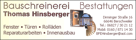 Bauschreinerei Bestattungen Hinsberger Berschweiler